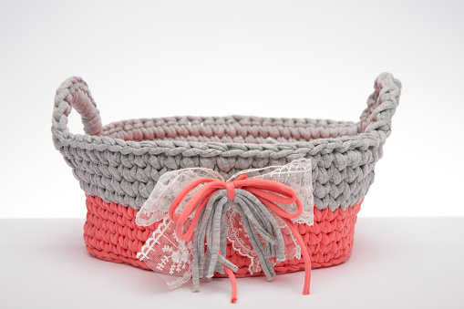 A crochet Amigurumi basket.
