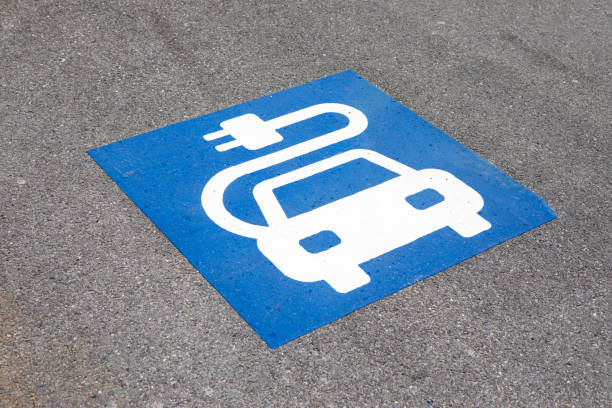 istock Electric vehicle charging sign 1496896741