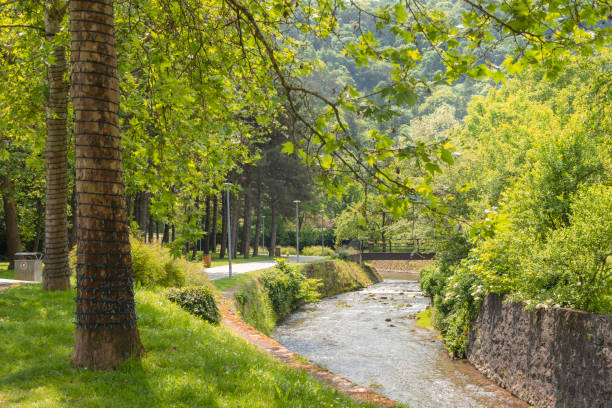 View of Gradna stream and Samobor pedestrian walkway, Croatia.