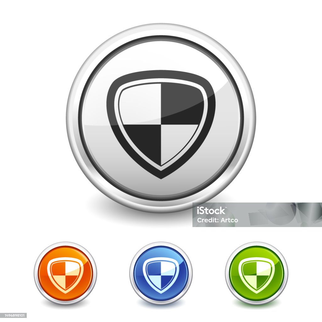 Button Shield Transparent Shield Button In Four Colors Stock Illustration - Download Image Now ...