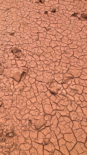istock Texture of red clay cracked in the sun 1496899667