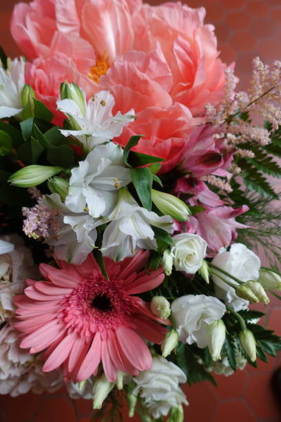 istock Formal bouquet of assorted poppy daisy flowers 1496899681