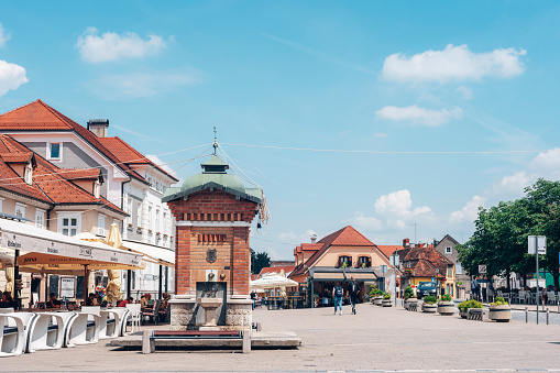 SAMOBOR CROATIA - 1 June 2023: Main square of Samobor, small town near Zagreb.