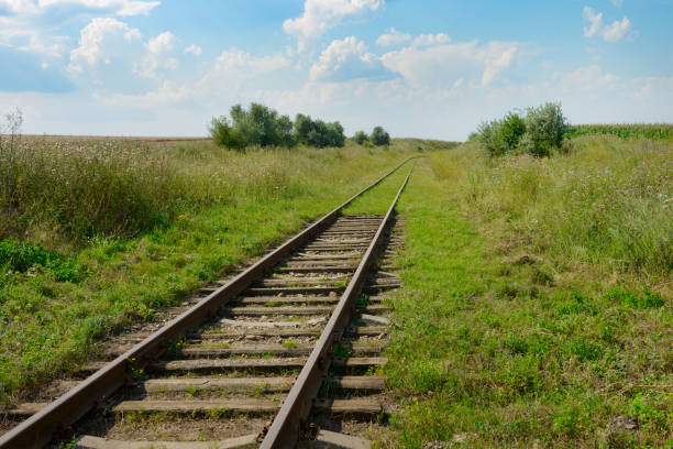 disused railway track on the field
