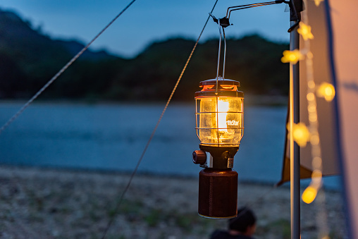 Outdoor camping, lamps and tents