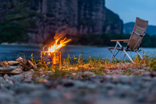 outdoor camping, bonfire