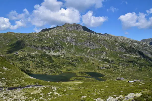 View to Knappensee and Engelkarspitze above the Giglachsee in the Schladminger Tauern, Styria