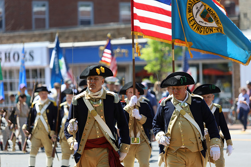 Lexington Minuteman Parade on Memorial Day Ceremony Held on Monday, May 29, 2023, in Lexington, MA. USA.