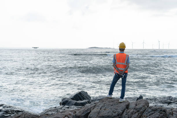 istock The back of an engineer at an offshore wind farm 1496916435