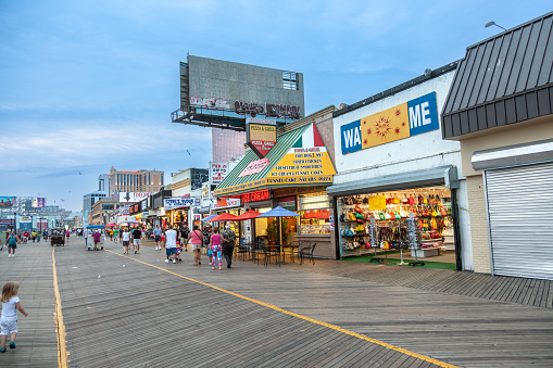 Atlantic city, USA - July 12, 2010:  View in the evening to famous Steel Pier in Atlantic City, USA. Atlantic City's Steel Pier is sold for USD 4.25 million in AUG 2011 to Catanoso family.