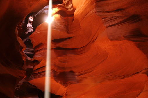 Sunlight coming into antelope Canyon on the Navajo Indian reservation in Northern Arizona