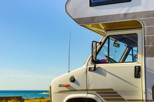 istock Caravan camping on sea shore, Spain 1496919473