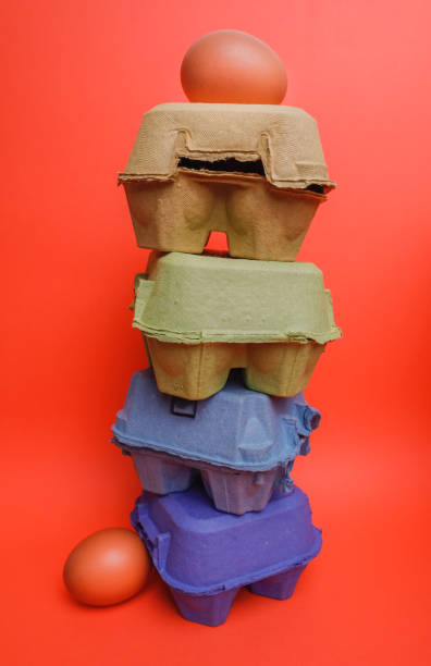 istock Egg boxes stacked on top of each other, a tower 1496920202