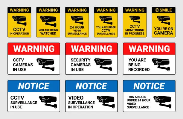 Vector illustration of CCTV Sign Collection Vector Illustration