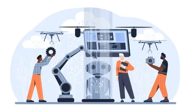 Vector illustration of People with scientific engineering concept