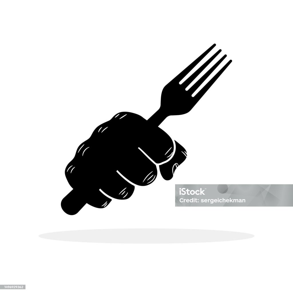 Fork Sign Hand Fist With Fork Hand Holding A Fork Hand With Fork Stock Illustration ...