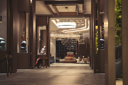 Luxury hotel lobby, entrance hall