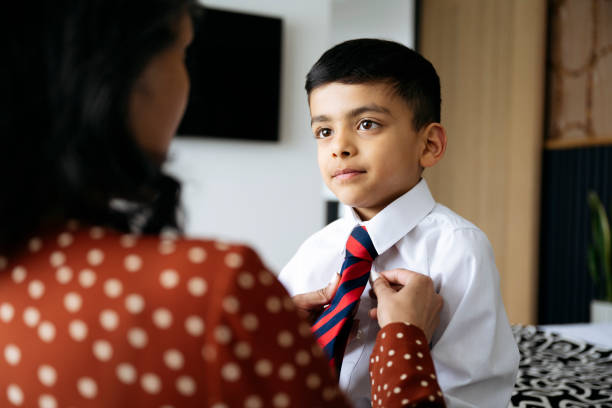 British Indian mother and young son