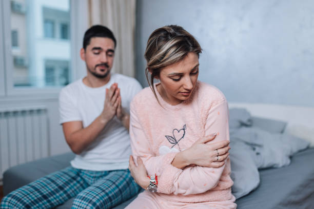 istock Man trying to make up with his wife 1496936472