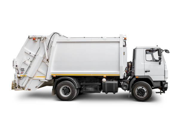 istock White modern truck for garbage disposal isolated with clipping path. 1496938687