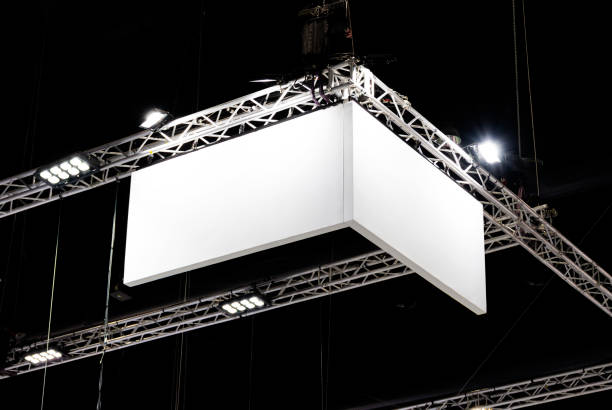 istock Hanging white indoor billboard with spot light 1496939408