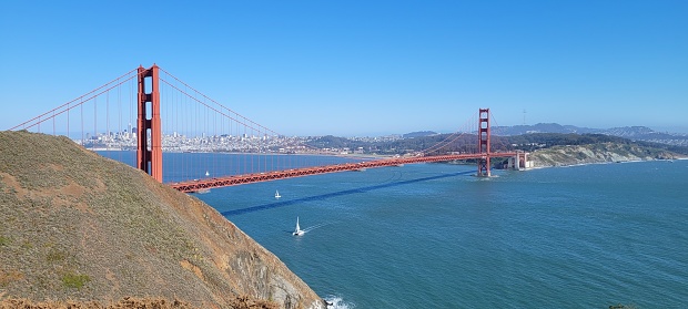 San Francisco Golden Gate Bridge from aircraft