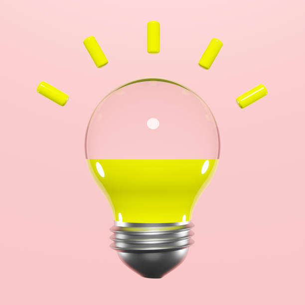 istock 3d yellow light bulb transparent isolated on pink background. idea tip  concept, minimal abstract, 3d render illustration, clipping path 1496939538