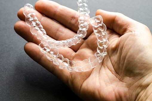 Two invisible transparent aligner splints for orthodontic treatment