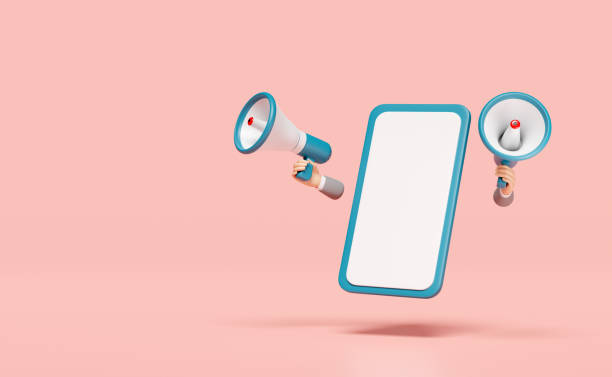 istock 3d hand holding megaphone, hand speaker with mobile phone, smartphone isolated on pink background. promotion news for social media networks, online marketing shopping concept, 3d render, clipping path 1496942025