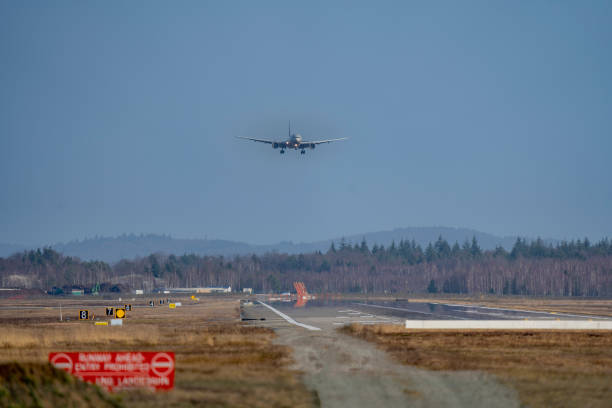 istock Passenger plane approaching the runway at the airport 1496942344