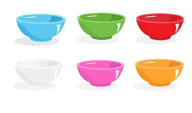 Vector illustration of Colorful bowl vector. Kitchen utensil.