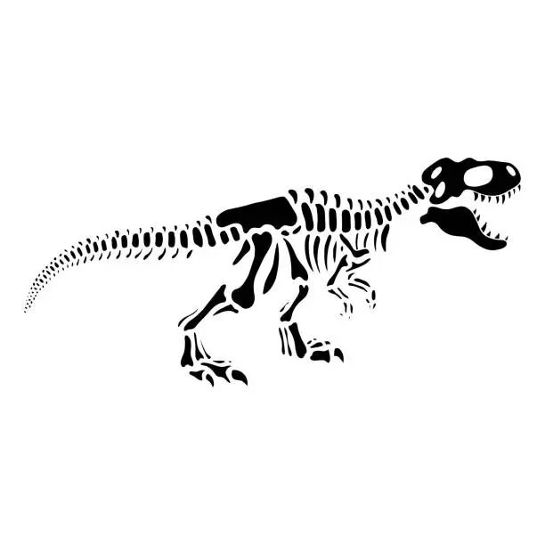 Vector illustration of Dinosaur Skeleton Vector Silhouette