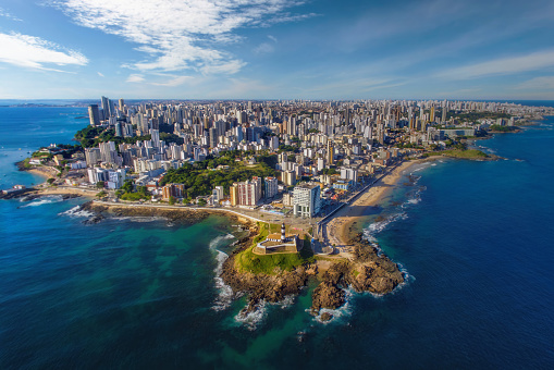 Aerial view of Salvador da Bahia cityscape, Bahia State, northeast Brazil.