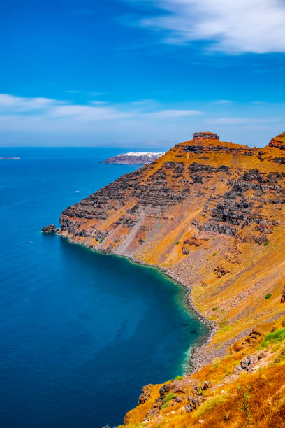 Santorini Island, Greece with caldera and Aegean sea.