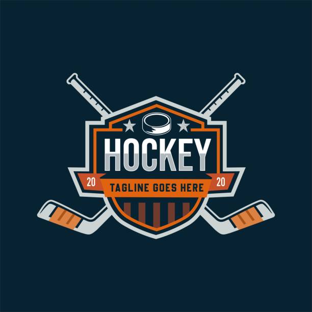 Hockey tournament logo in modern minimalist style Hockey tournament logo in modern minimalist style hockey stock illustrations