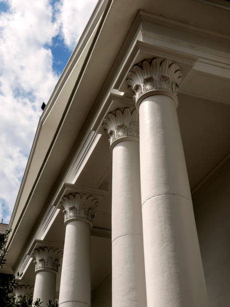 istock Architectural column details from old public building exterior 1496956042
