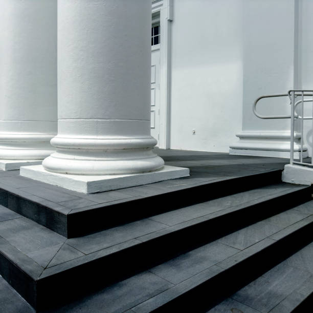 istock Architectural column details from old public building exterior 1496956740