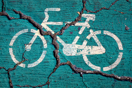 Conceptual image of close up bicycle sign