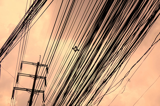 Close up electricity power lines
