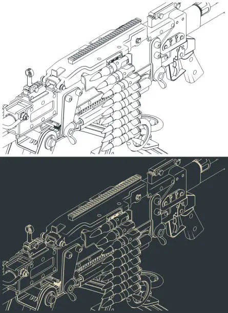 Vector illustration of Heavy machine gun close up