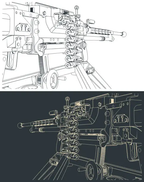 Vector illustration of Heavy machine gun close-up