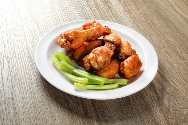 Close up table top view of plate of meal
