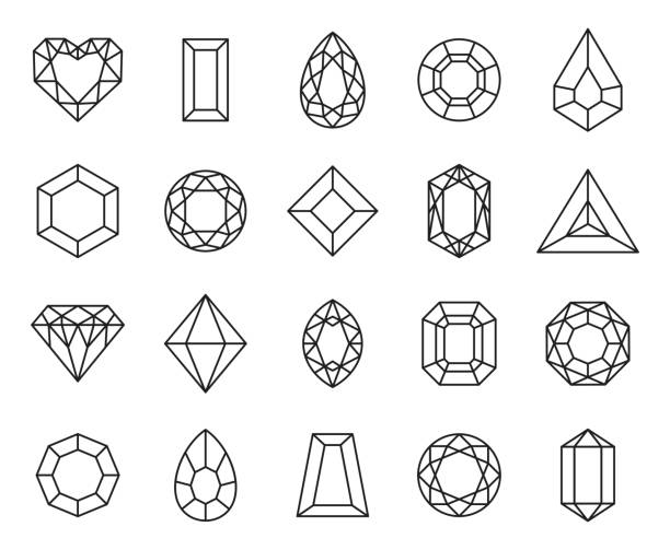 ilustrações, clipart, desenhos animados e ícones de ícone da linha diamante das joias - coração naipe de cartas de baralho alta qualidade