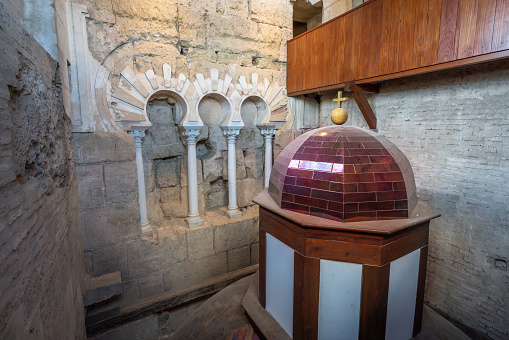 Cordoba, Spain - Jun 12, 2019: Interior of Mosque–Cathedral of Cordoba Bell Tower - Cordoba, Andalusia, Spain