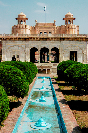Pakistan, Lahore - March 27, 2005: Fort and Shalemar Gardens in Lahore