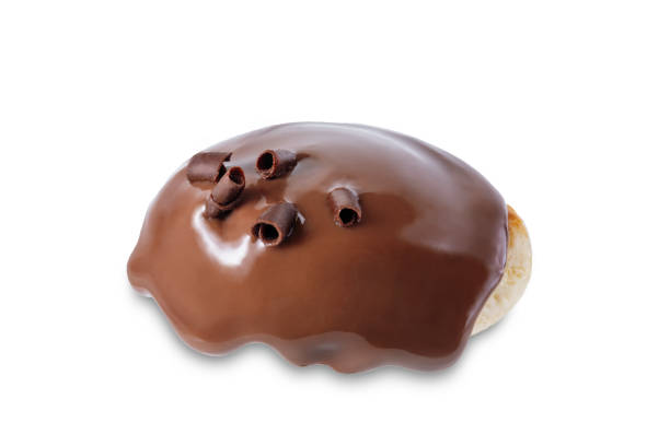 istock Sweet pancake with chocolate glaze on a white isolated background 1496979927