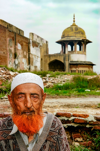 Pakistan, Lahor - March 27, 2005 : Old man with red beard in pakistan