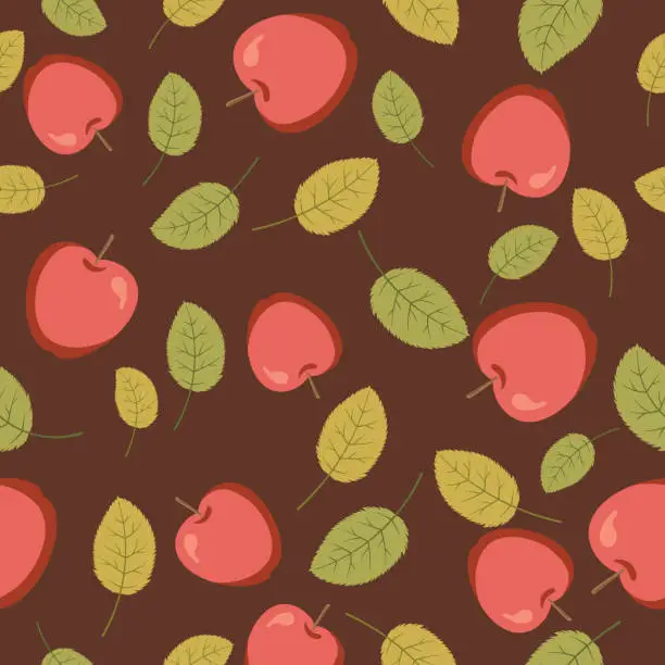 Vector illustration of Autumn Apples Seamless Pattern