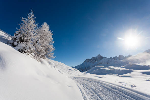 istock Snowy alpine landscape. Italian alps winter panorama 1496985014