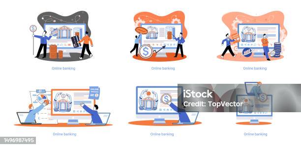 Remote Banking Vector Online Banking Platform Remote Bank Service Online Transaction System ...